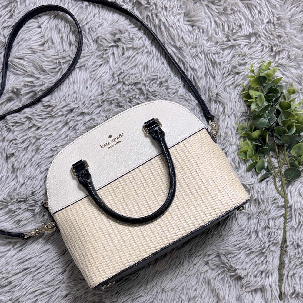 Kate Spade Grove Street mini Straw Carli satchel in beige